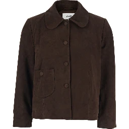 MILAS Jacket with Round Collar in Tech Fabric Brown Women