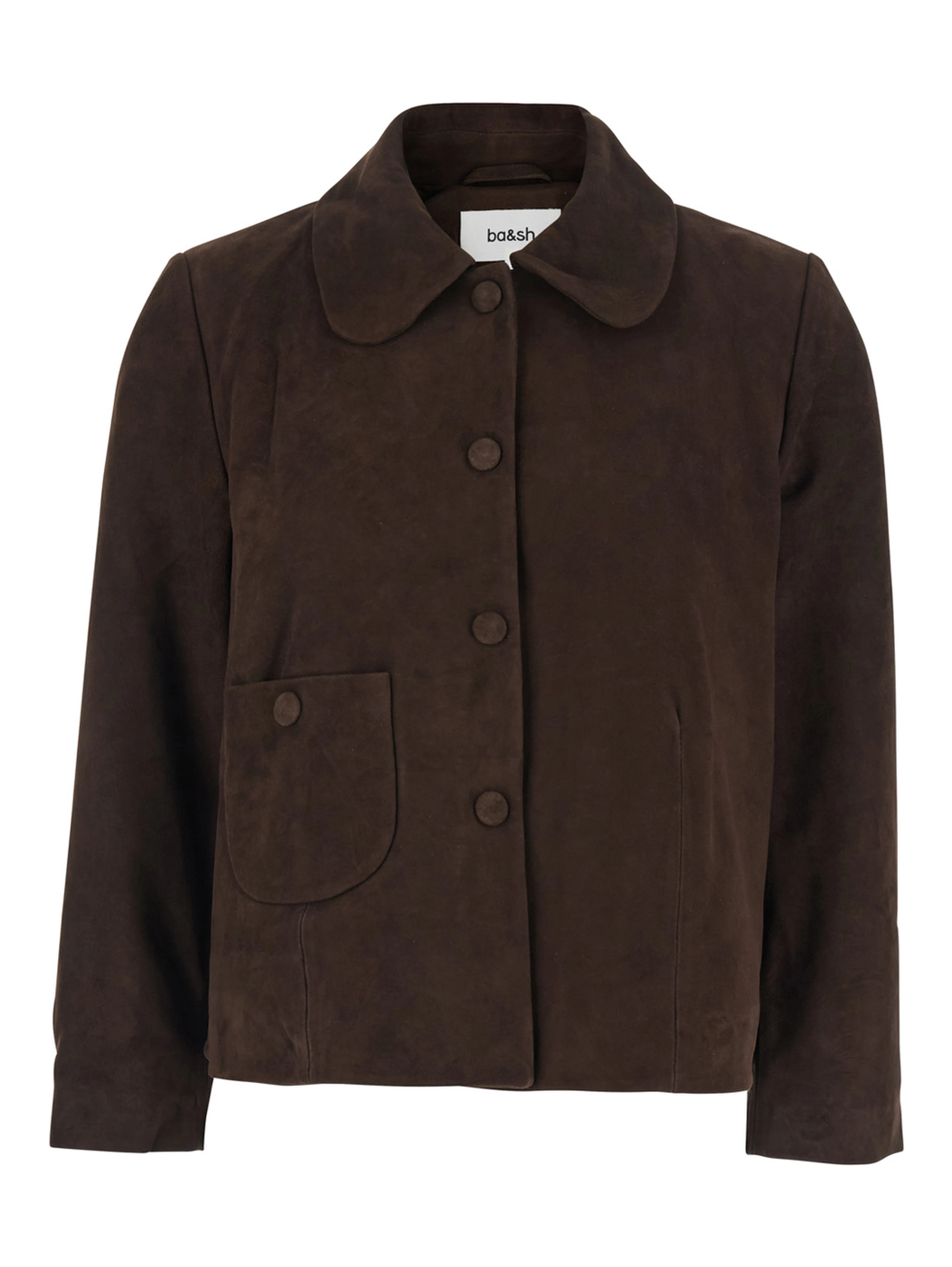 MILAS Jacket with Round Collar in Tech Fabric Brown Women