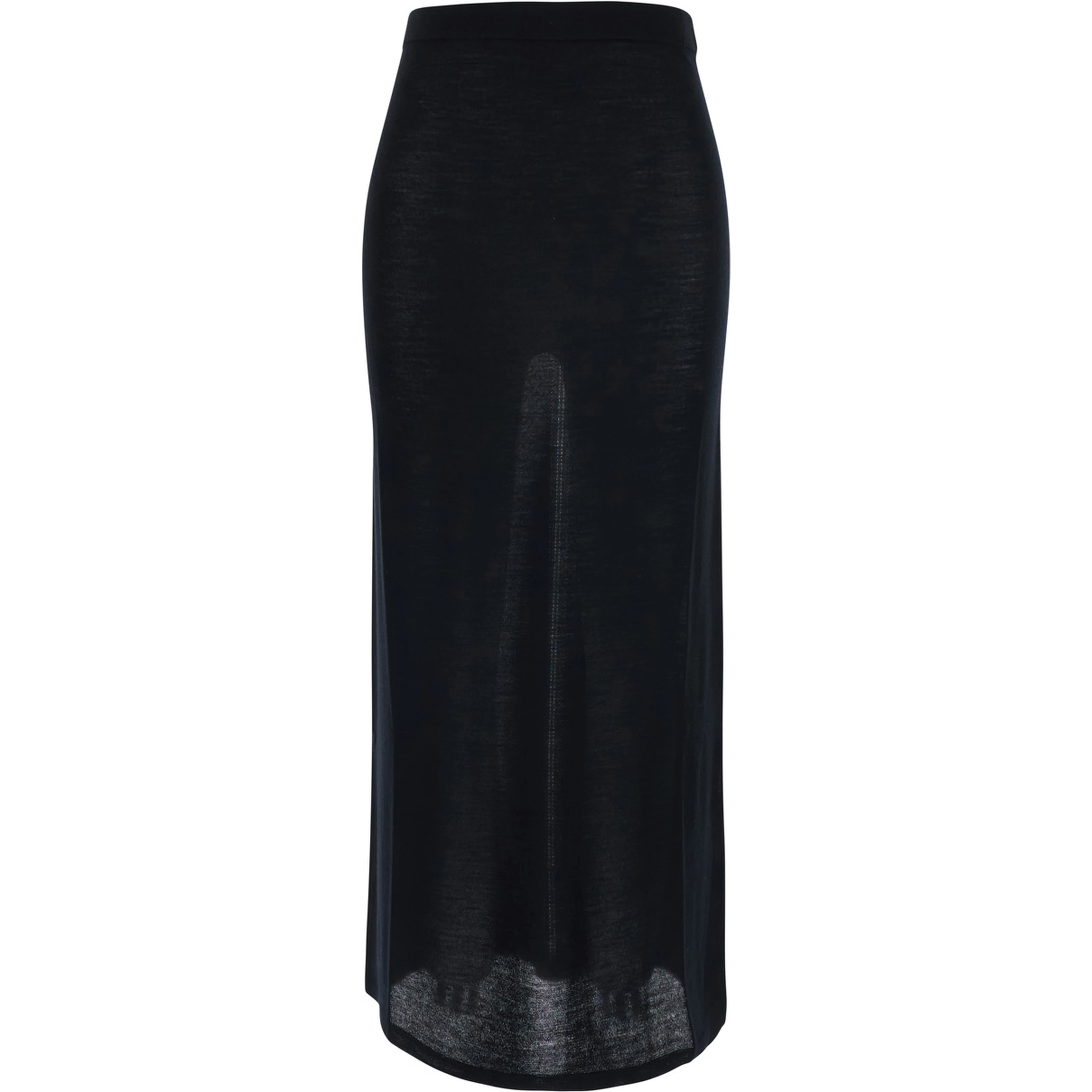 ANGIE black Skirt with elasticated waist in virgin wool for women