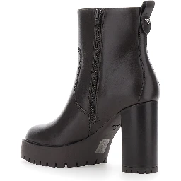 CLARA Brown Ankle Boots with high heel and serrated sole in Leather Women