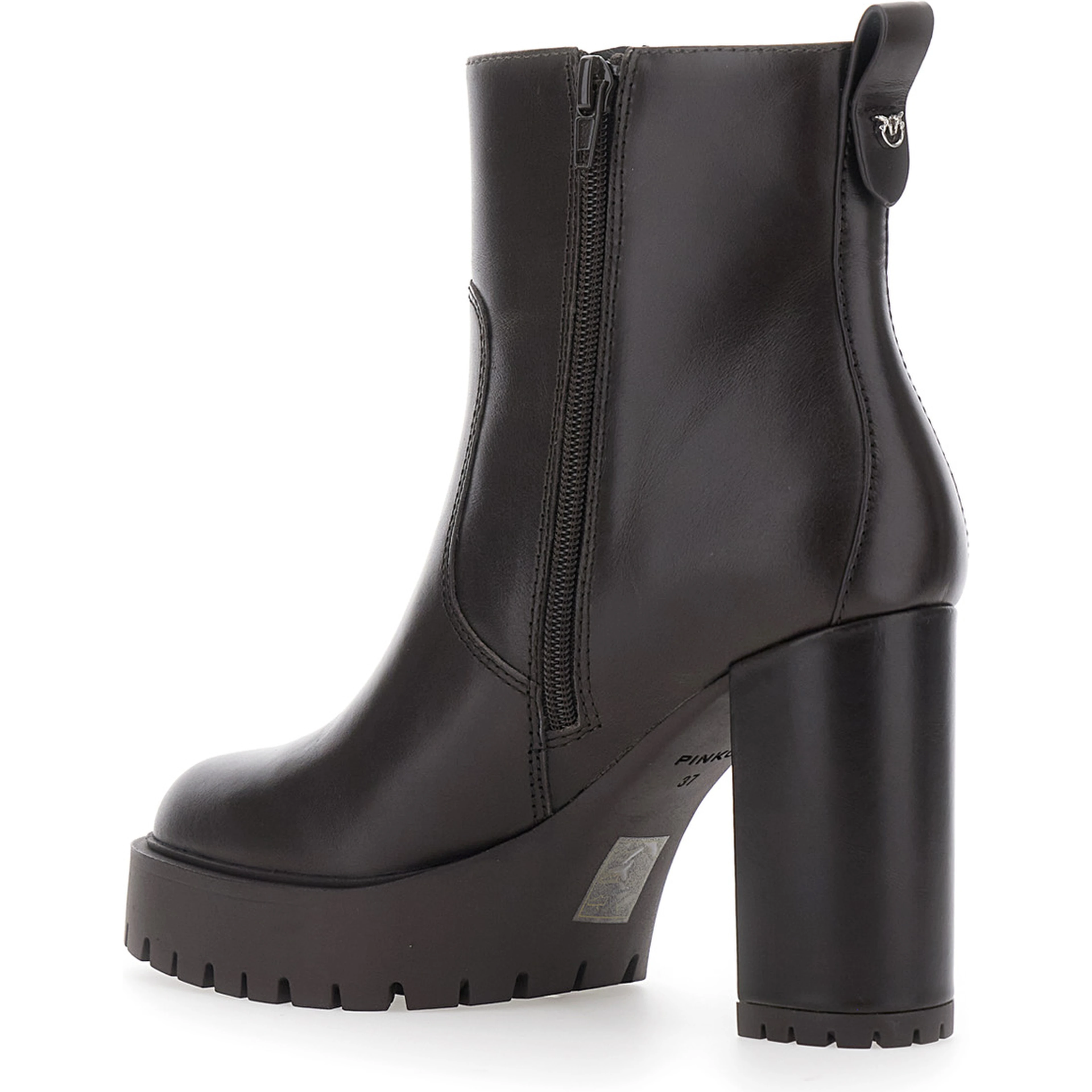 CLARA Brown Ankle Boots with high heel and serrated sole in Leather Women