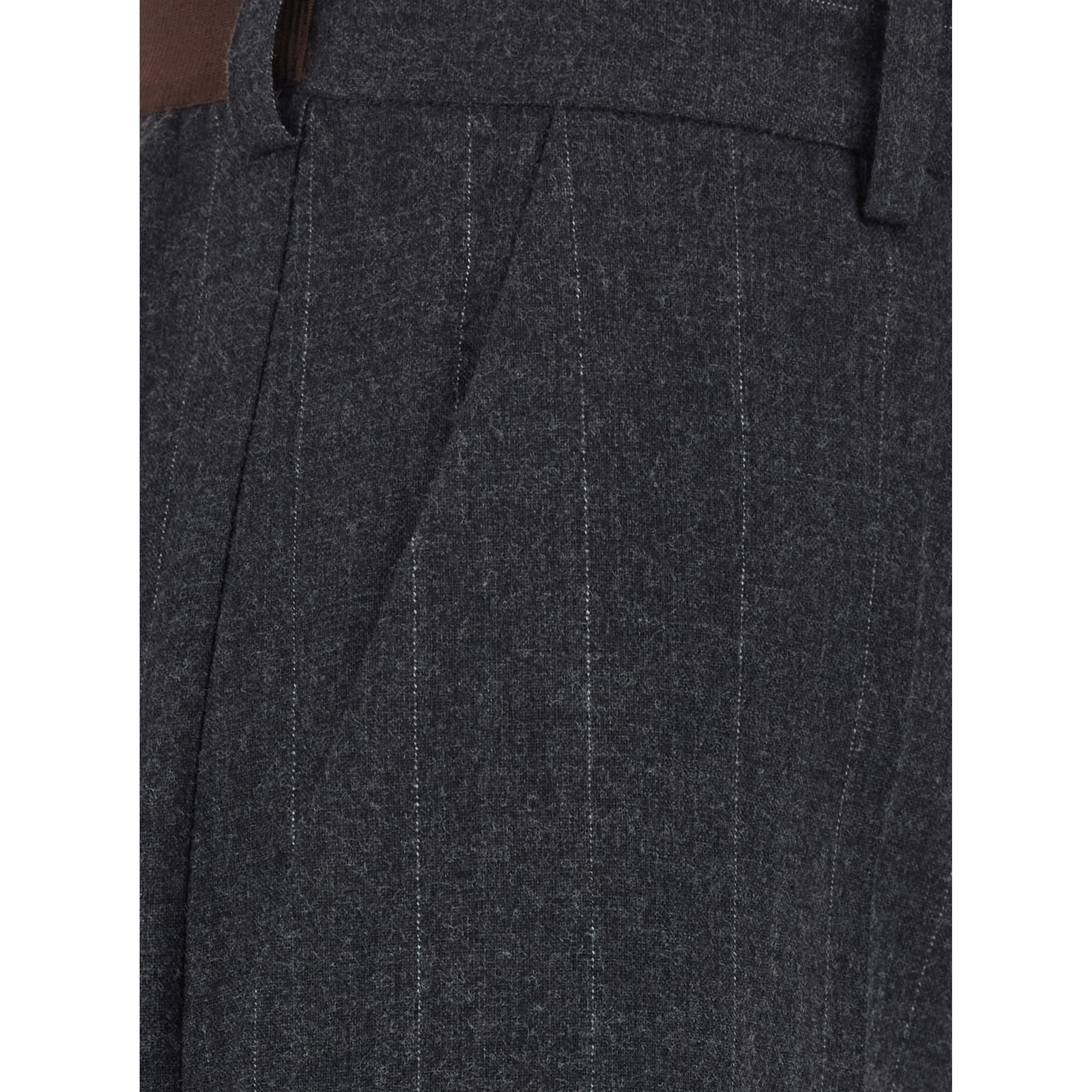Gray Pants with Striped motif in Wool Blend for Women