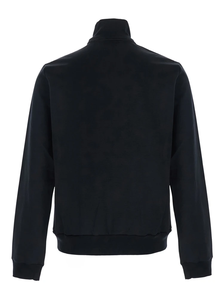 black High-neck sweatshirt with zip-up closure in cotton and silk blend for men alternative