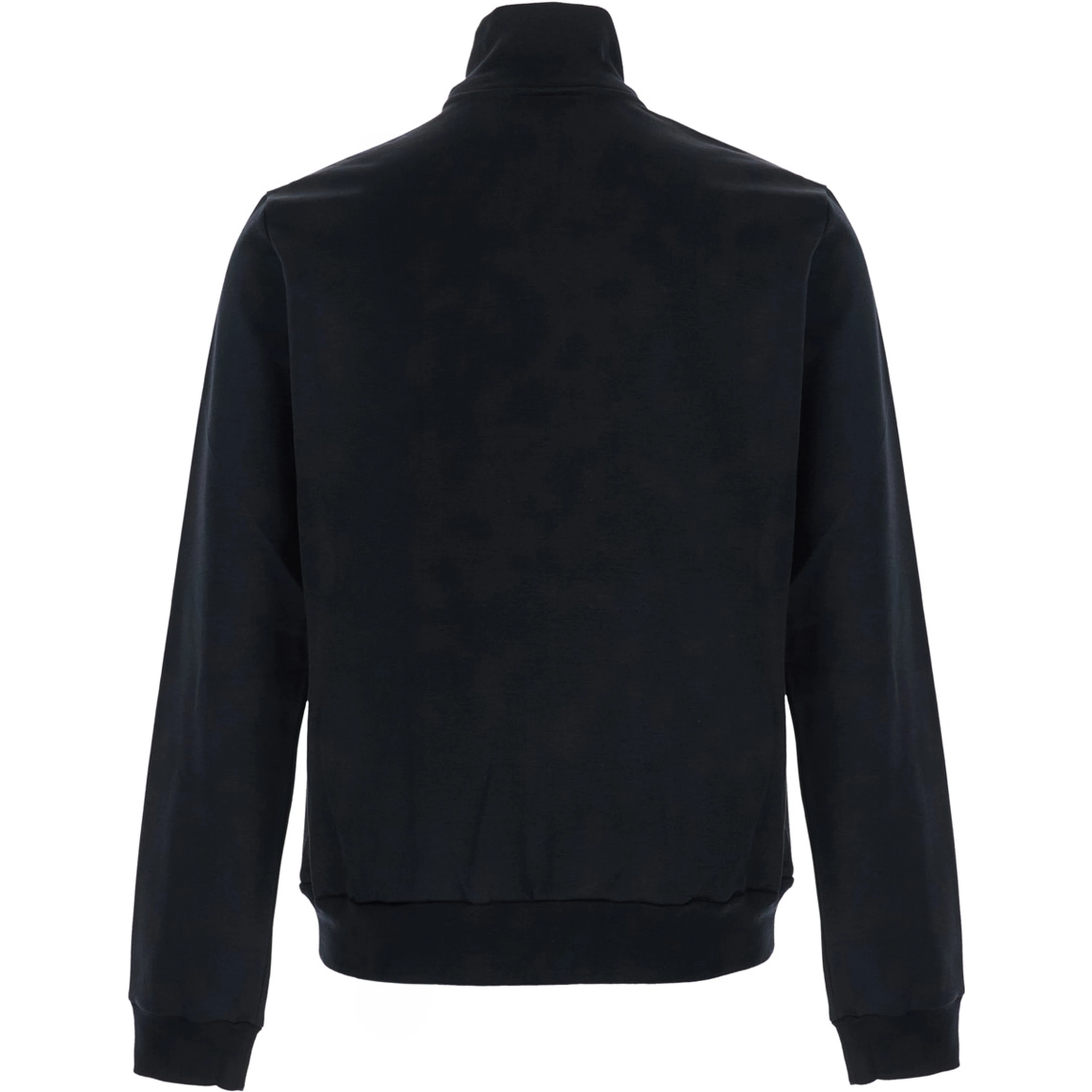black High-neck sweatshirt with zip-up closure in cotton and silk blend for men