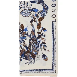 Blue Scarf with All-Over Print in Silk for Women