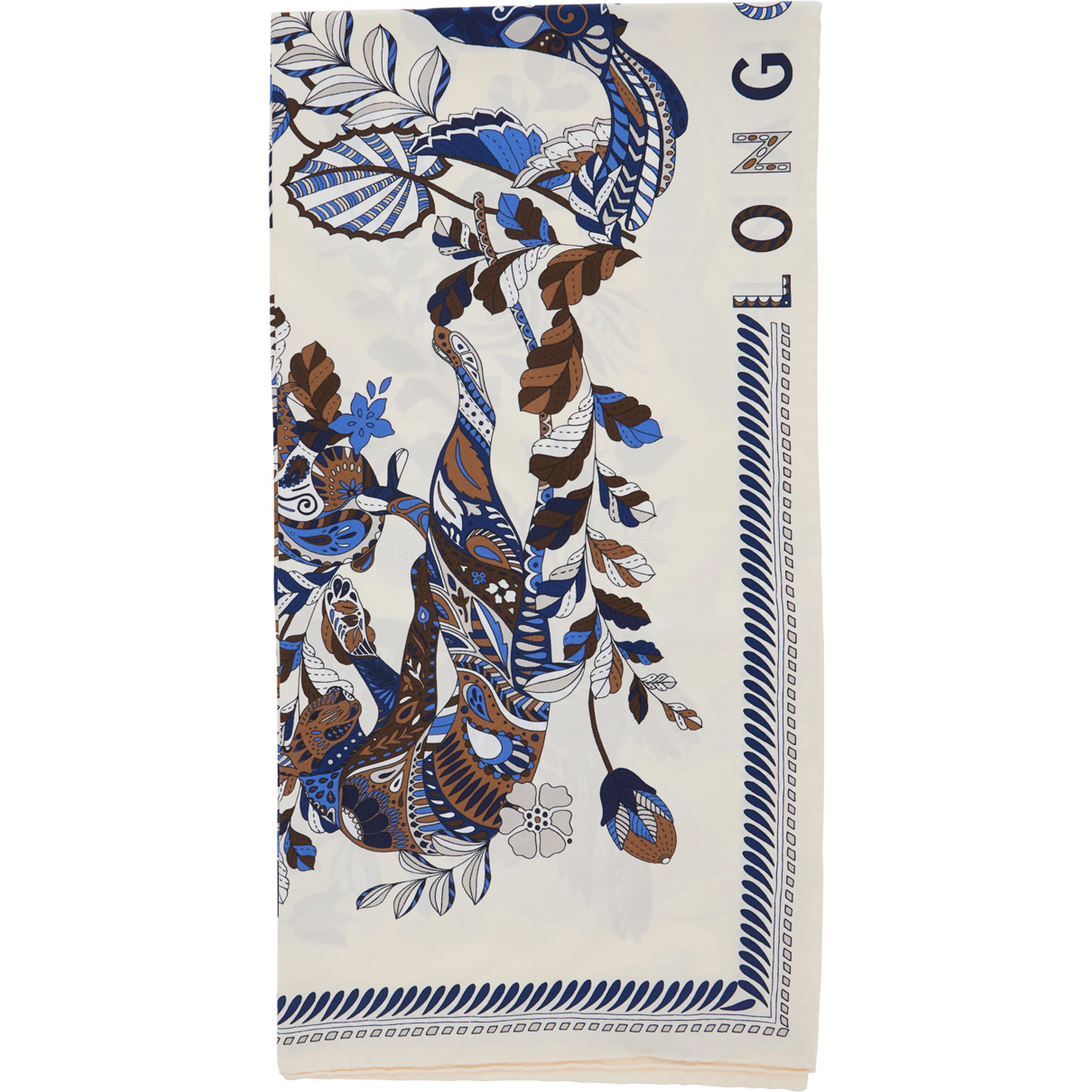 Blue Scarf with All-Over Print in Silk for Women