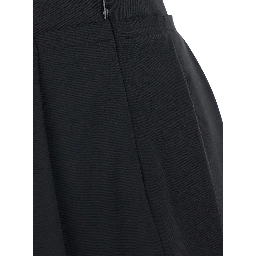 Black Skirt with lace edges and pleated design in wool and fabric blend Women