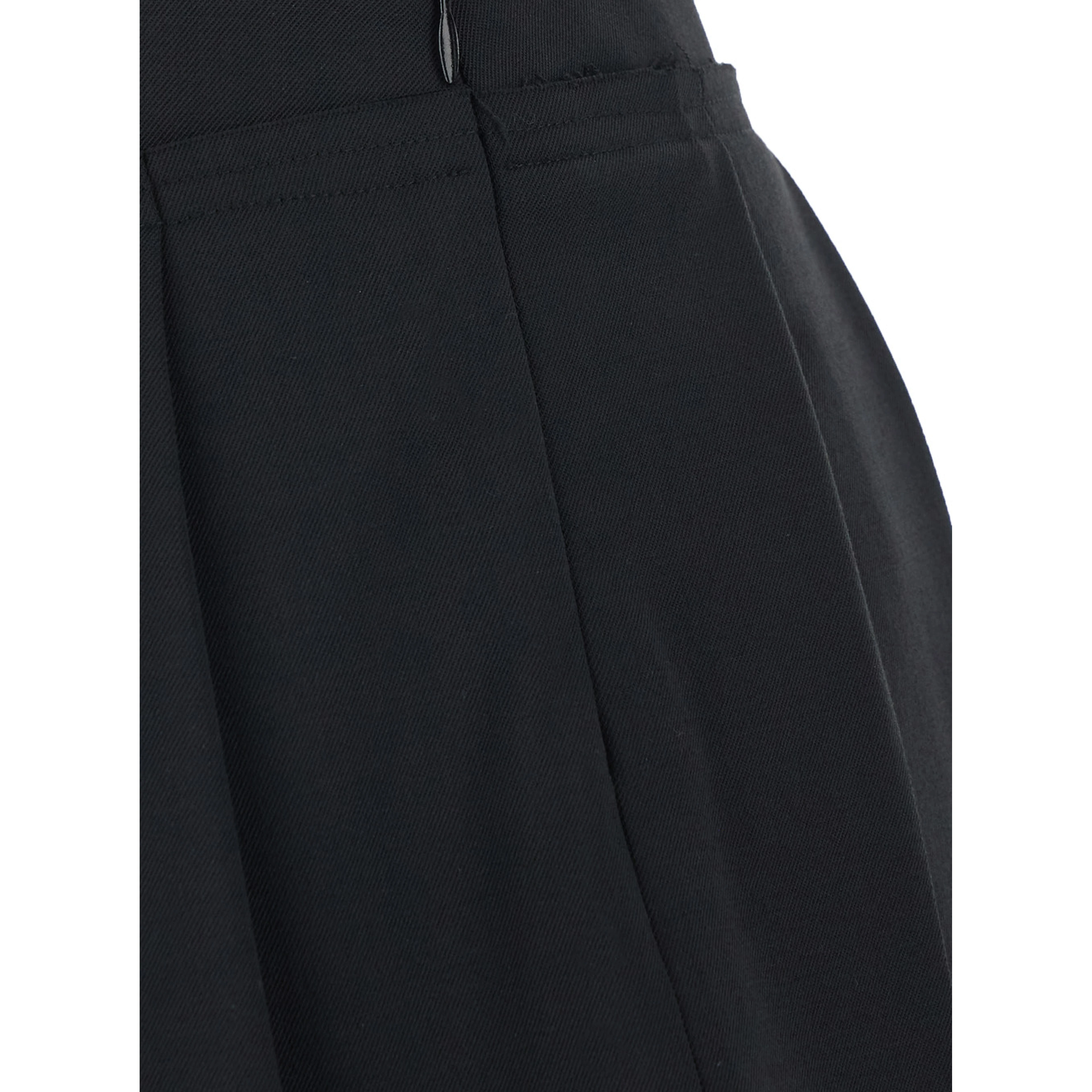Black Skirt with lace edges and pleated design in wool and fabric blend Women