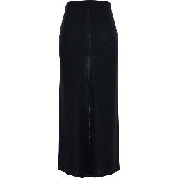 ANGIE black Skirt with elasticated waist in virgin wool for women