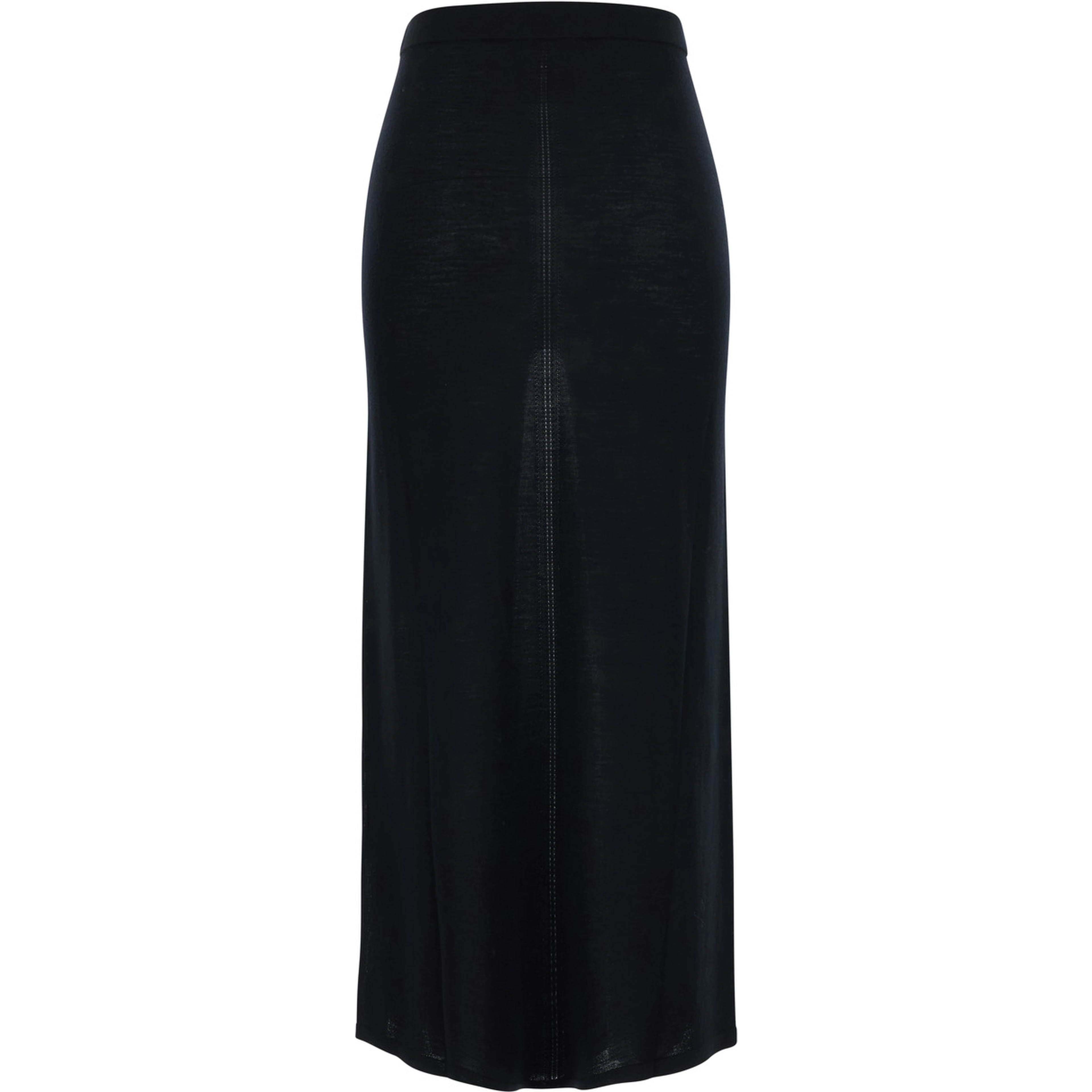 ANGIE black Skirt with elasticated waist in virgin wool for women