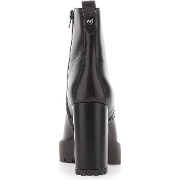 CLARA Brown Ankle Boots with high heel and serrated sole in Leather Women