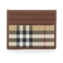 Beige Cardholder with Check all-over motif in cotton for men