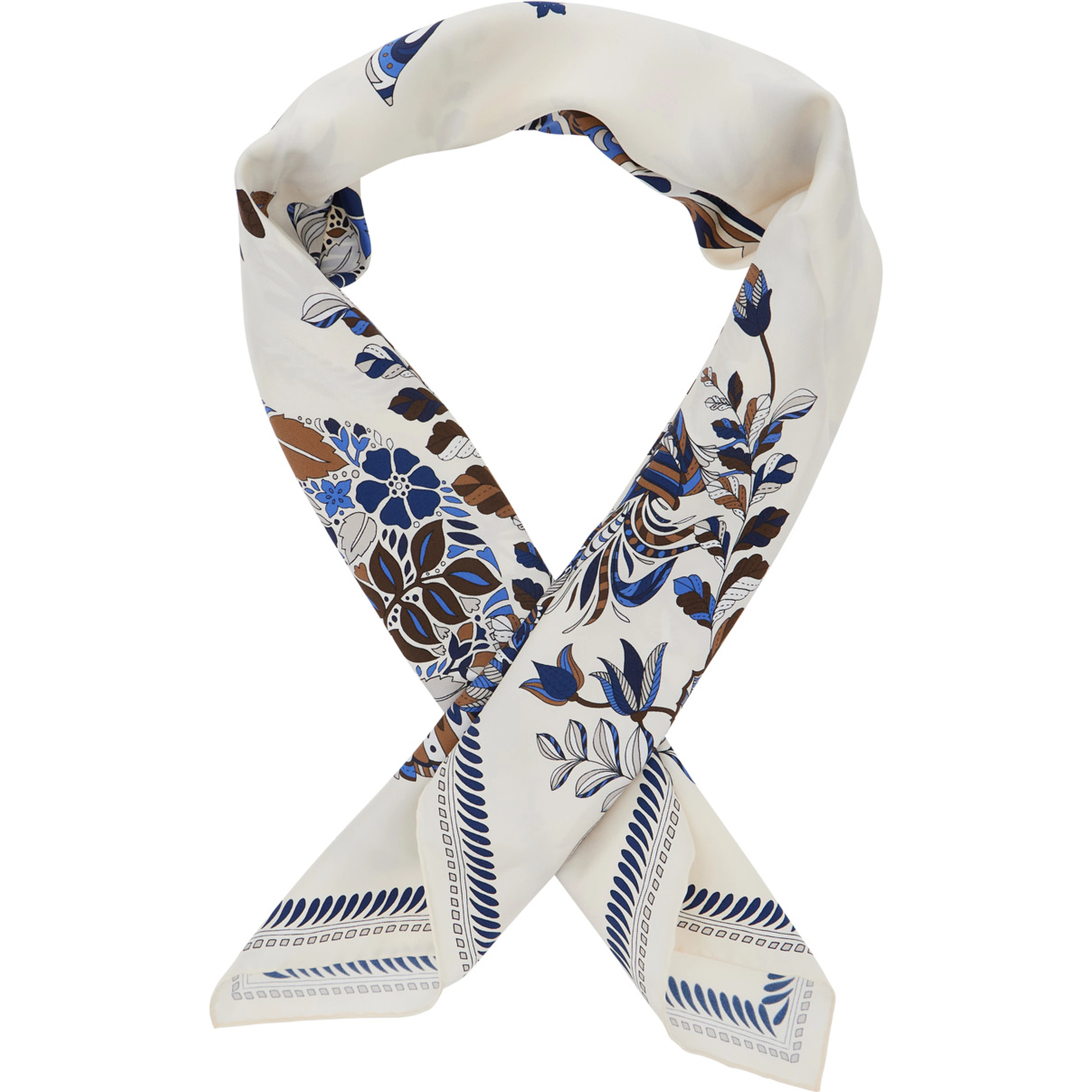 Blue Scarf with All-Over Print in Silk for Women