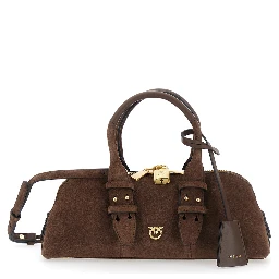 Handbag with brown leather details