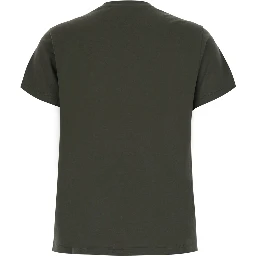 Green Crew neck T-shirt with logo lettering on the front in cotton for women