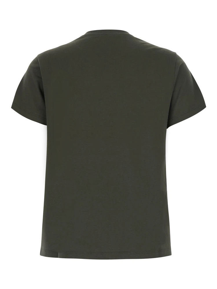 Green Crew neck T-shirt with logo lettering on the front in cotton for women alternative