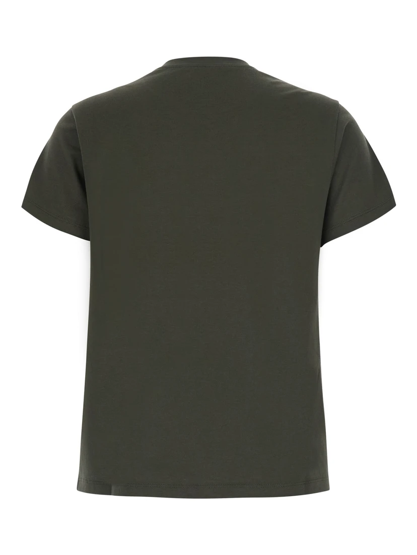 Green Crew neck T-shirt with logo lettering on the front in cotton for women