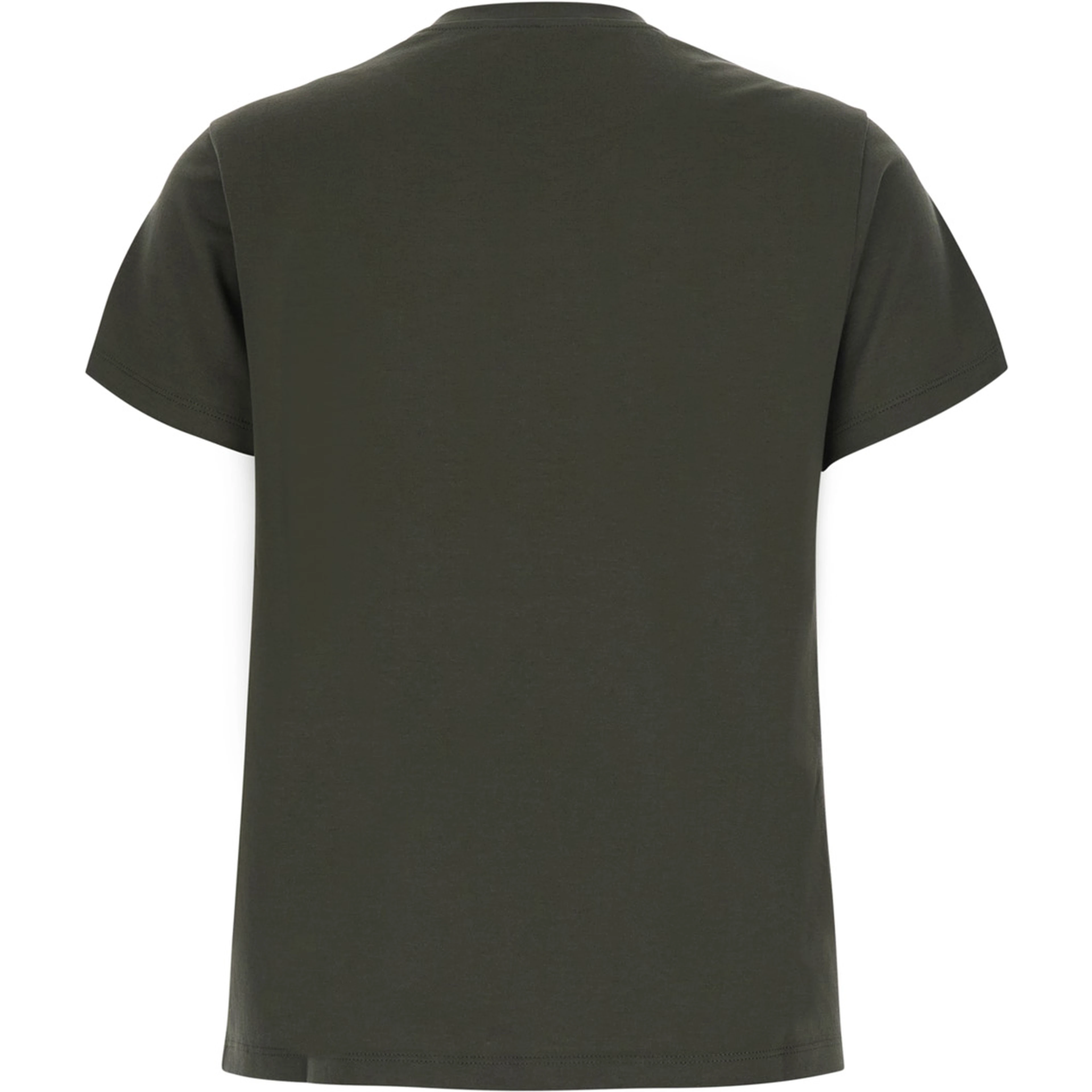 Green Crew neck T-shirt with logo lettering on the front in cotton for women
