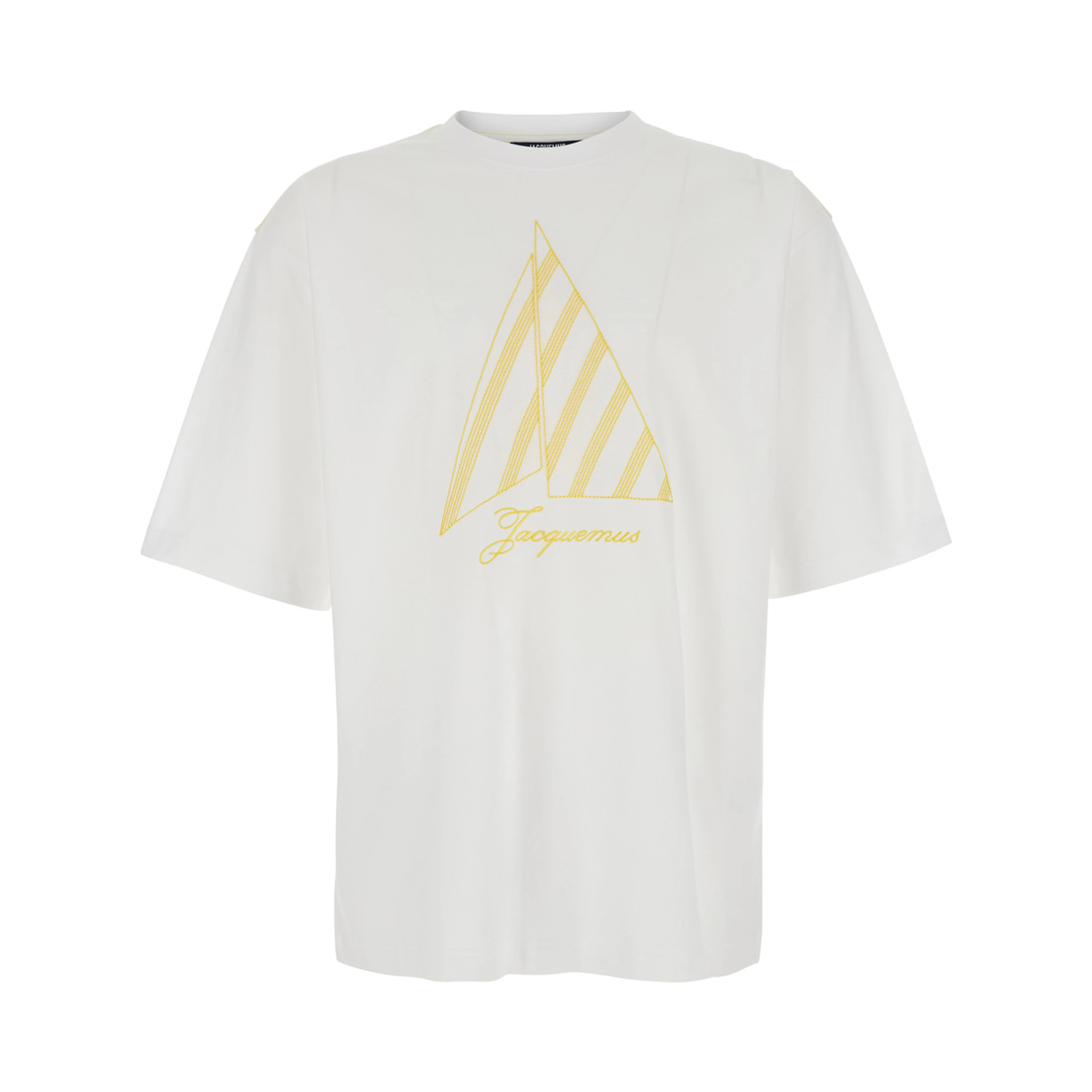 The Voilier White T-Shirt with Sailboat Embroidery and Logo Lettering on the Front in Cotton for Men