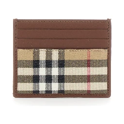 Beige Cardholder with Check all-over motif in cotton for men