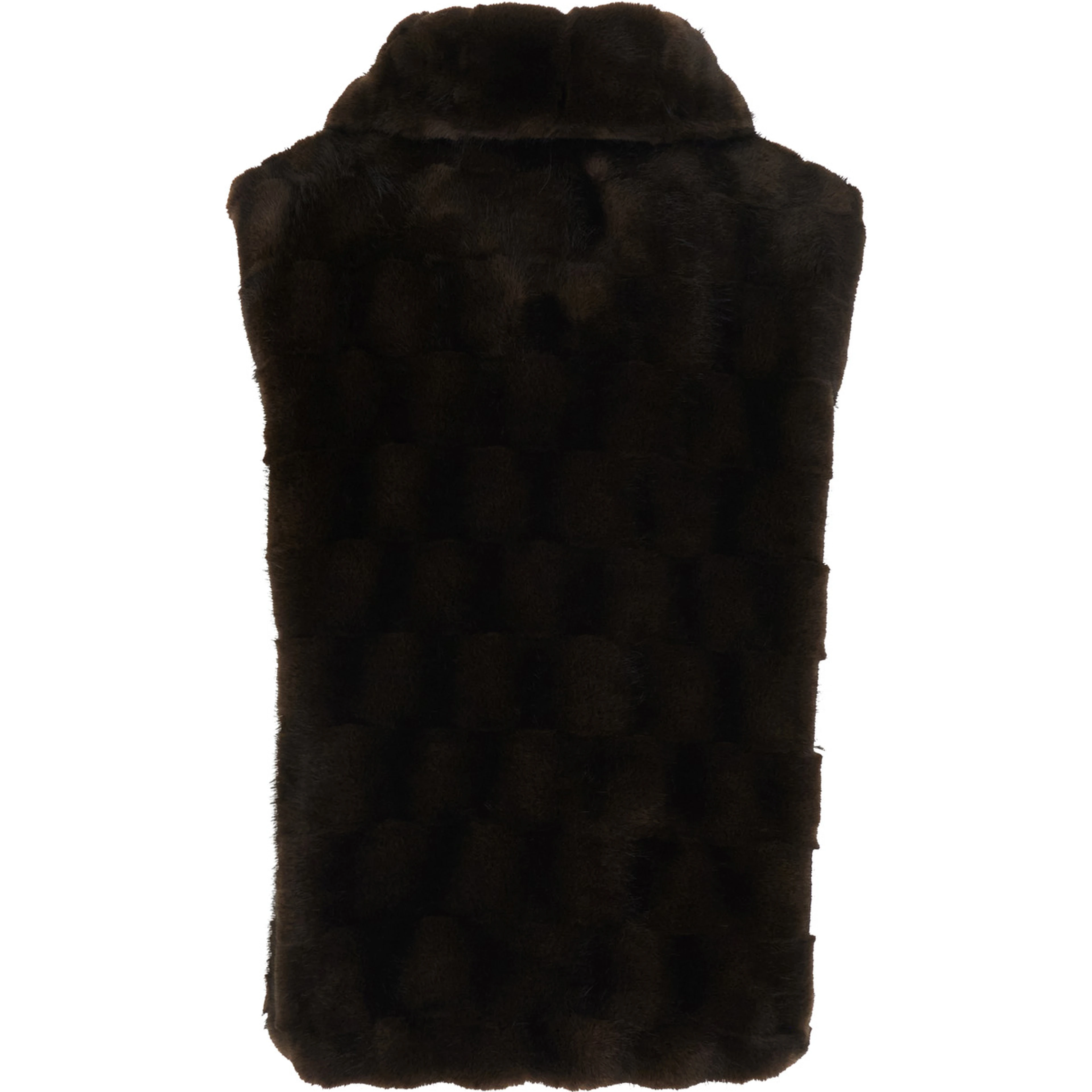 Brown Sleeveless Gilet with Side Pockets in faux-fur for Women
