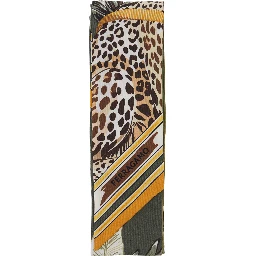 Green Scarf with All-over Print and Embossed Logo Lettering  in Silk Women