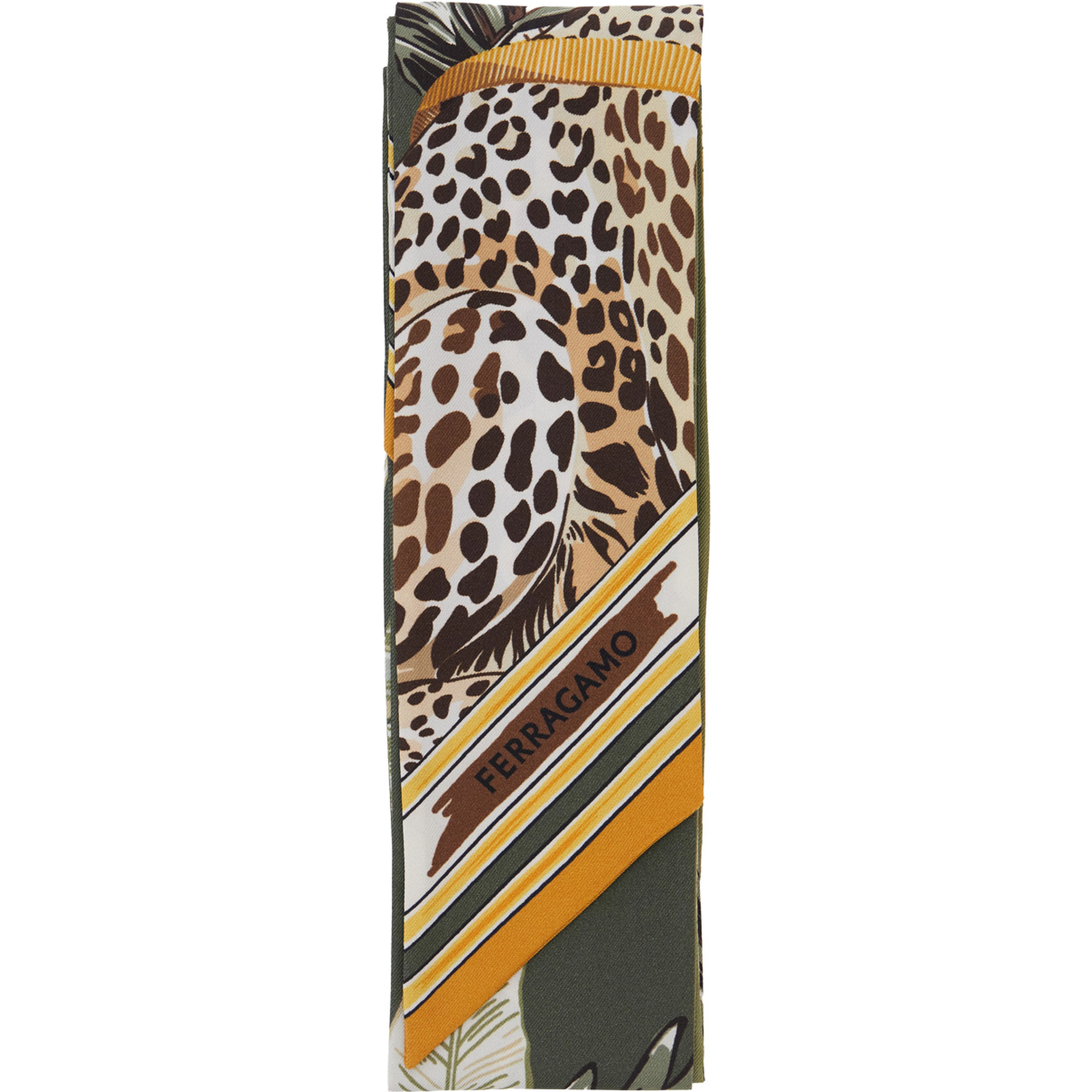 Green Scarf with All-over Print and Embossed Logo Lettering  in Silk Women