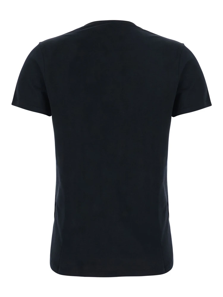Black T-shirt with V Neck and Print on the Front in Cotton for Women alternative