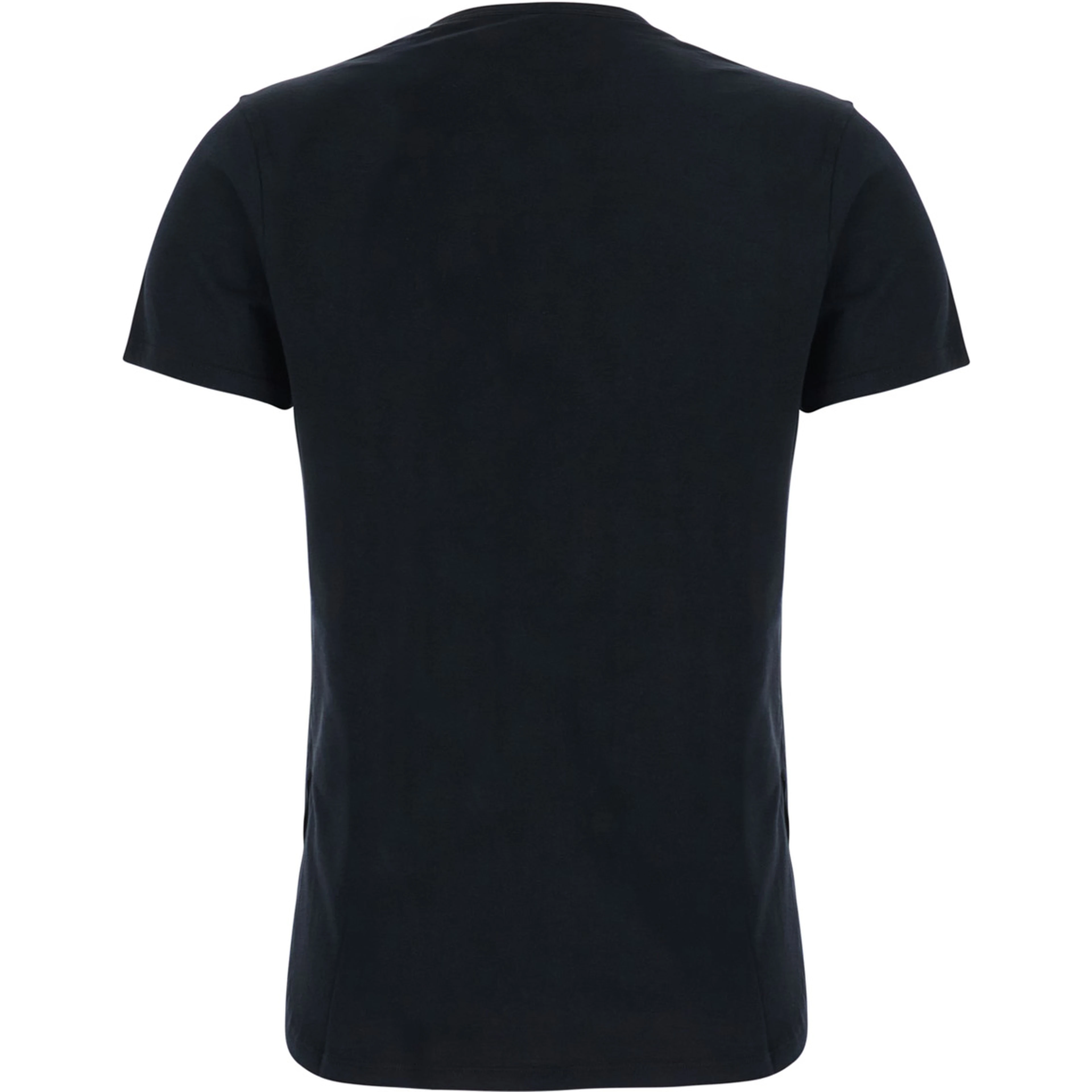 Black T-shirt with V Neck and Print on the Front in Cotton for Women