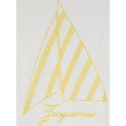 The Voilier White T-Shirt with Sailboat Embroidery and Logo Lettering on the Front in Cotton for Men