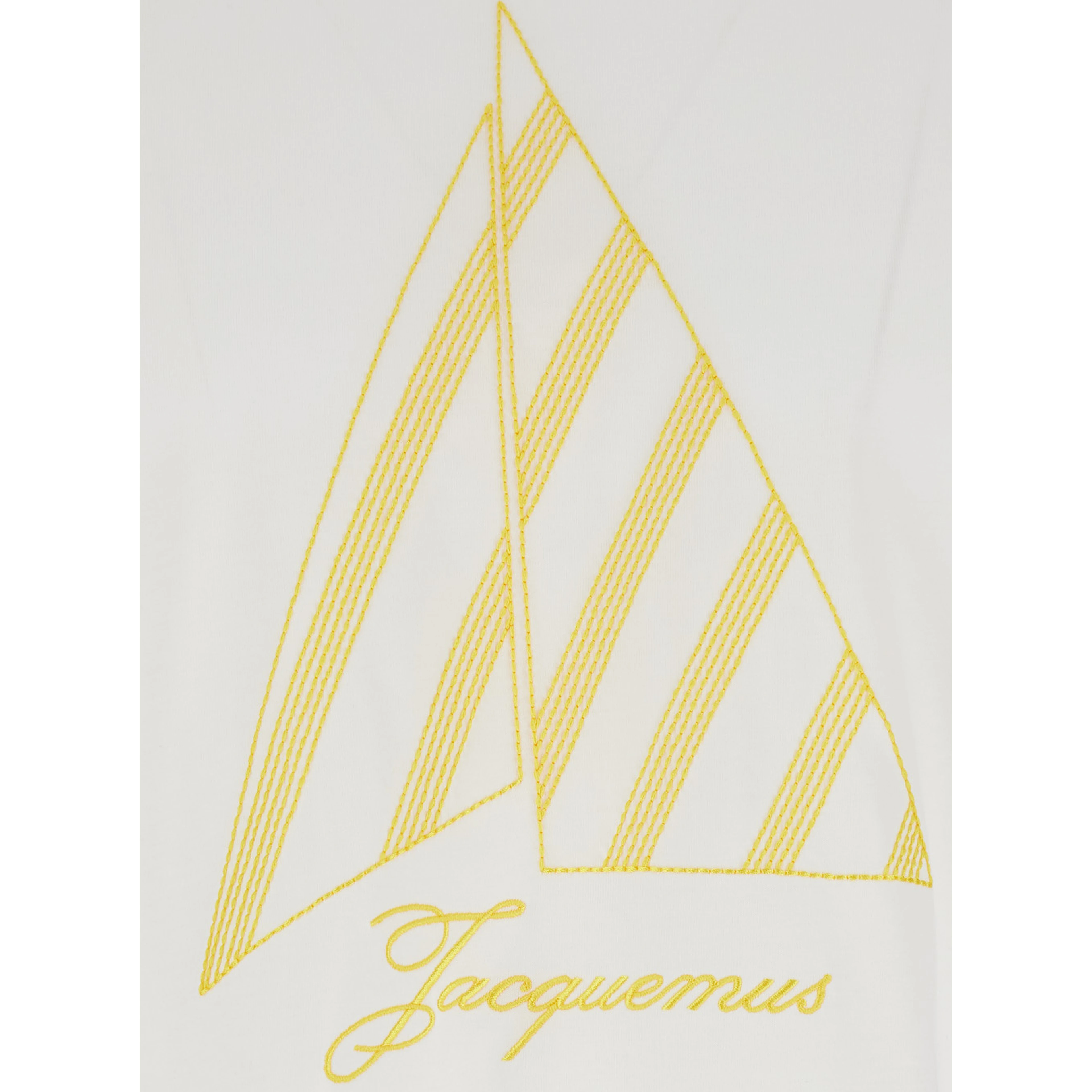 The Voilier White T-Shirt with Sailboat Embroidery and Logo Lettering on the Front in Cotton for Men