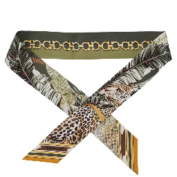 Green Scarf with All-over Print and Embossed Logo Lettering  in Silk Women