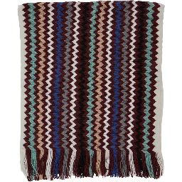 multicolor Scarf with Zig Zag motif all-over and fringed edge in wool and fabric blend for men