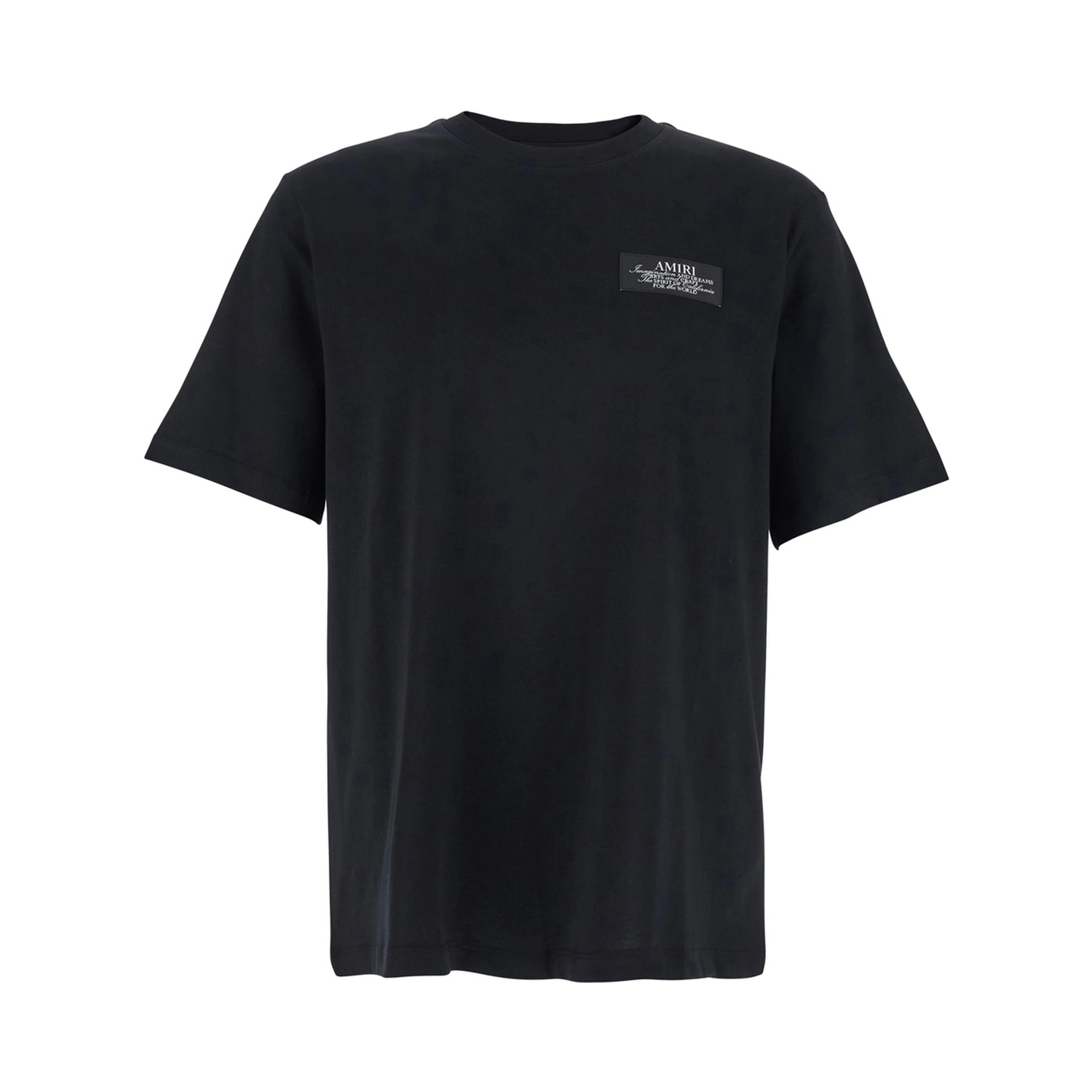 Black T-Shirt with Spirit Print on the Front in Cotton Men