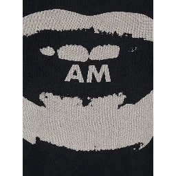 Black T-shirt with V Neck and Print on the Front in Cotton for Women