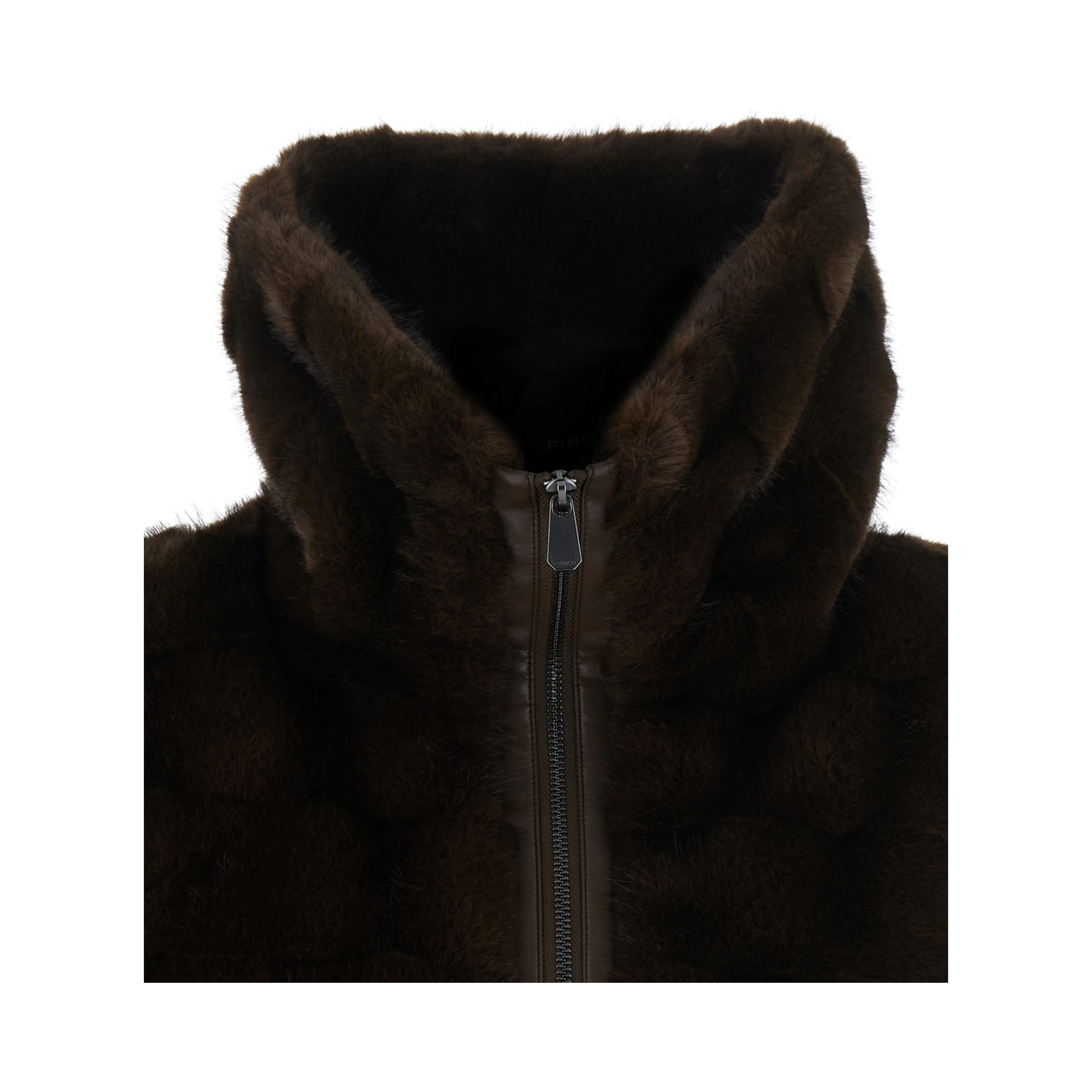 Brown Sleeveless Gilet with Side Pockets in faux-fur for Women