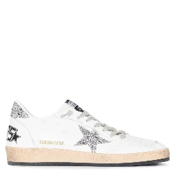 Sneakers Ball Star with Star Glitter Detail in White Leather for Women