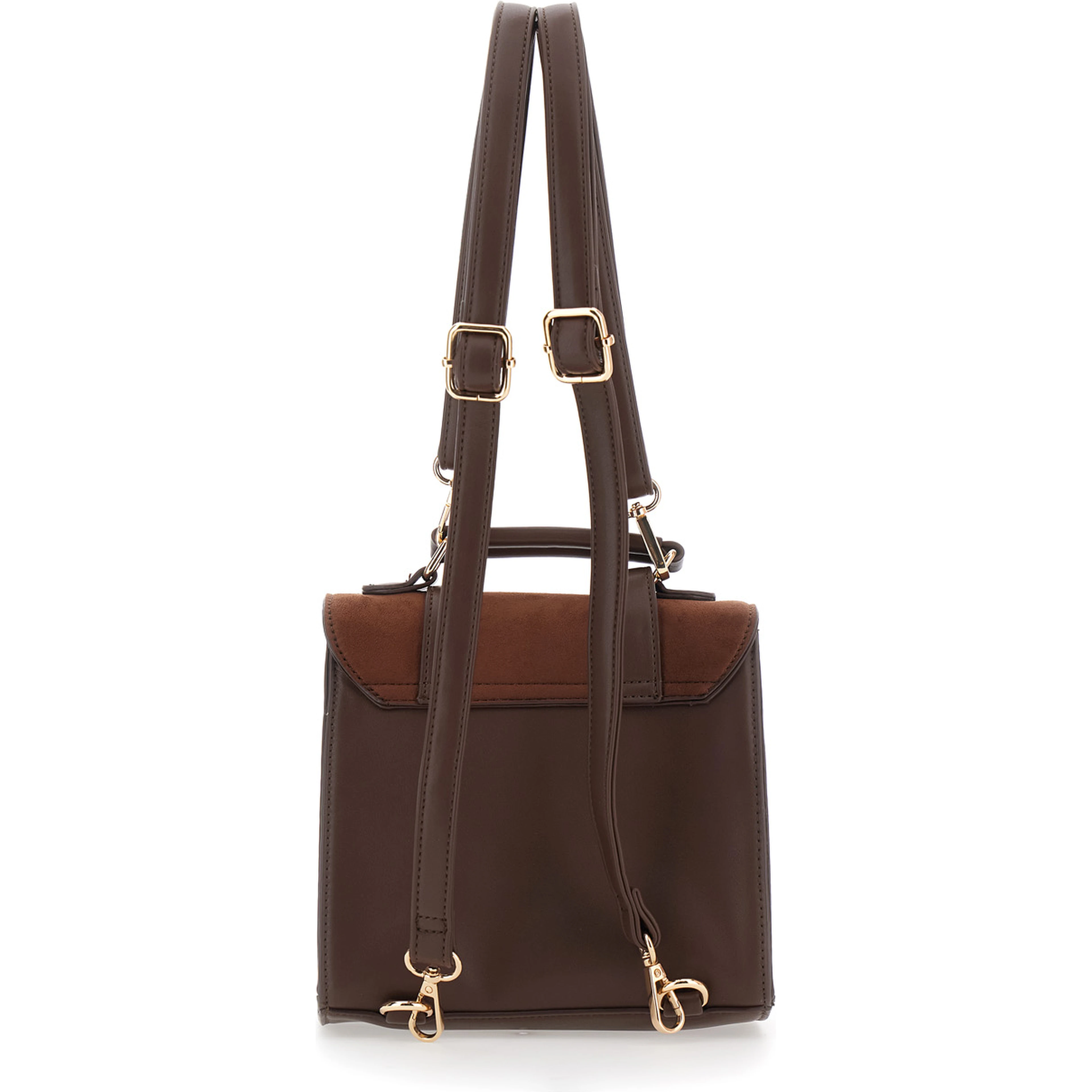 Daisy Brown Backpack with logo patch on the front and check motif in tech fabric girl