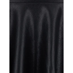 Flared Mini Skirt in Black Leather Women