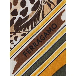 Green Scarf with All-over Print and Embossed Logo Lettering  in Silk Women