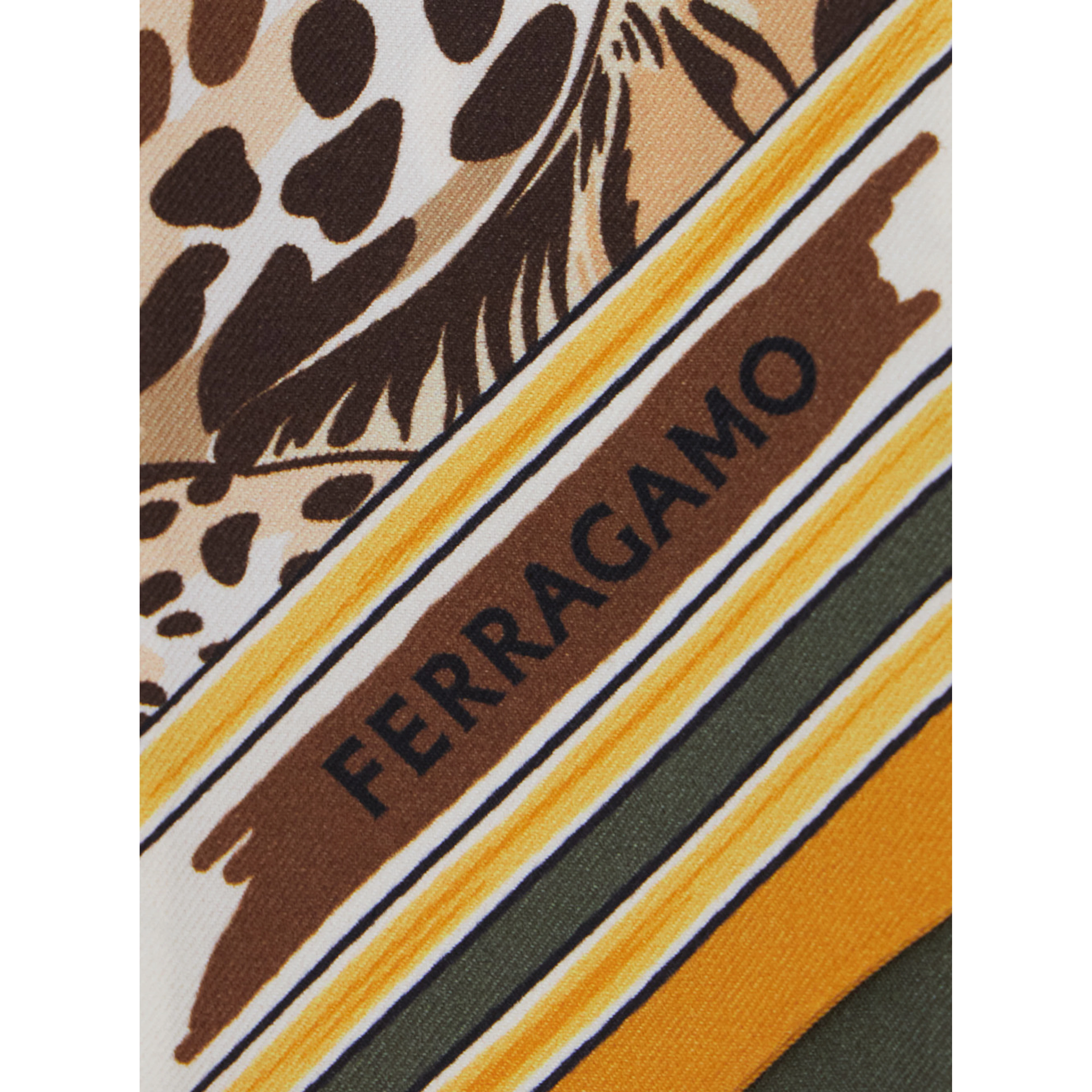 Green Scarf with All-over Print and Embossed Logo Lettering  in Silk Women