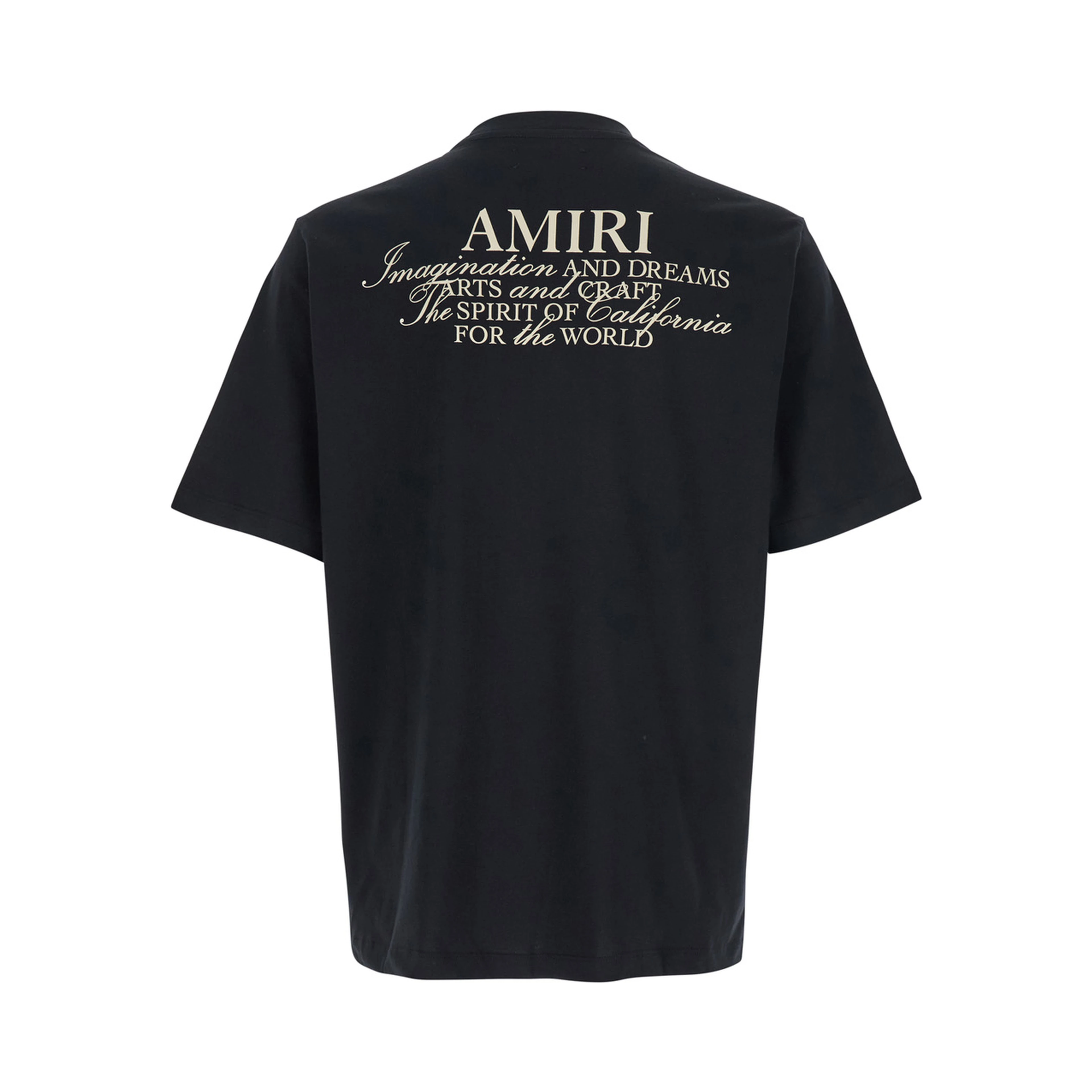 Black T-Shirt with Spirit Print on the Front in Cotton Men
