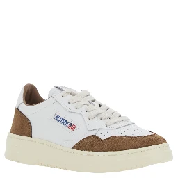 Medalist White Sneakers with Logo Patch on the Tongue and Suede Inserts in Leather for Women