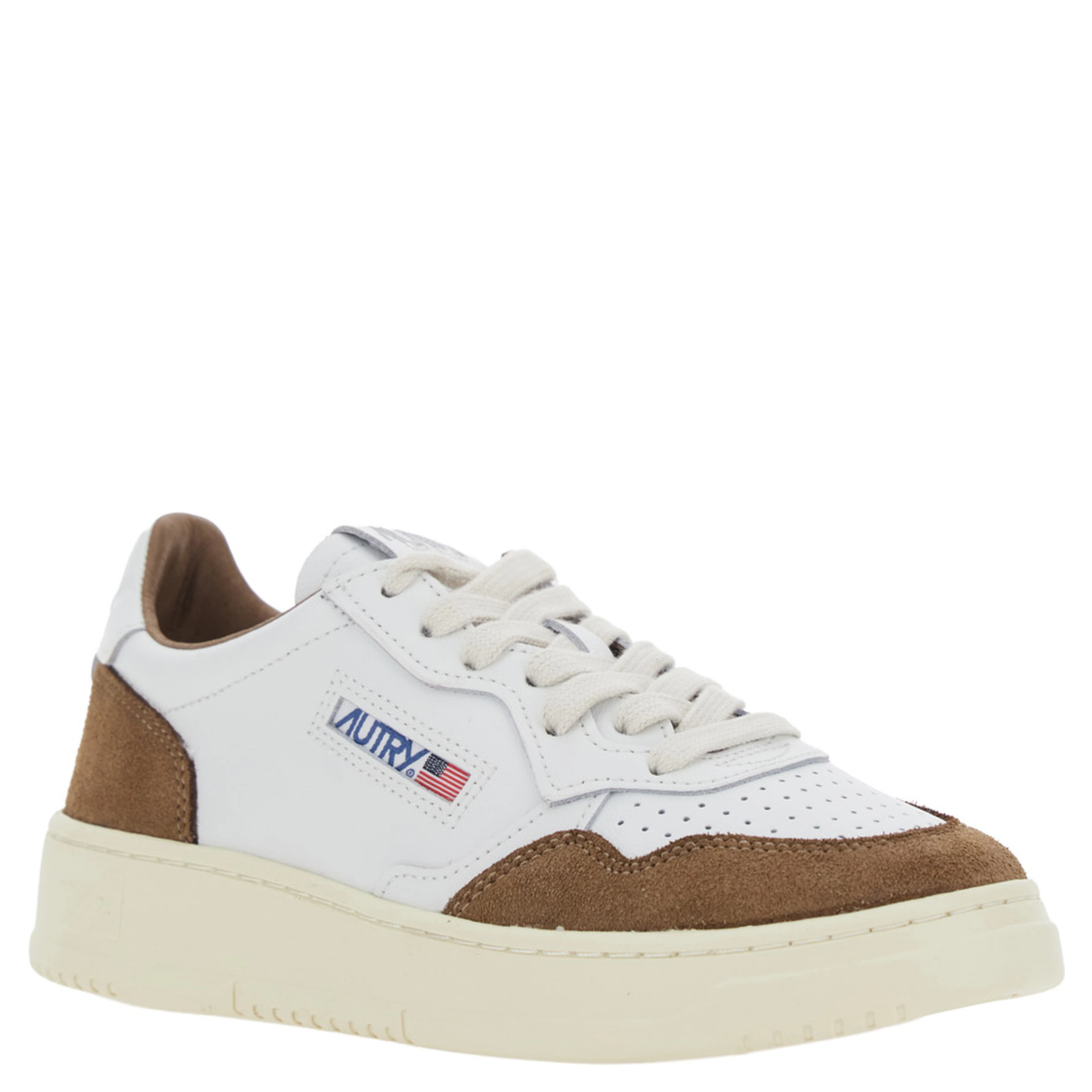 Medalist White Sneakers with Logo Patch on the Tongue and Suede Inserts in Leather for Women