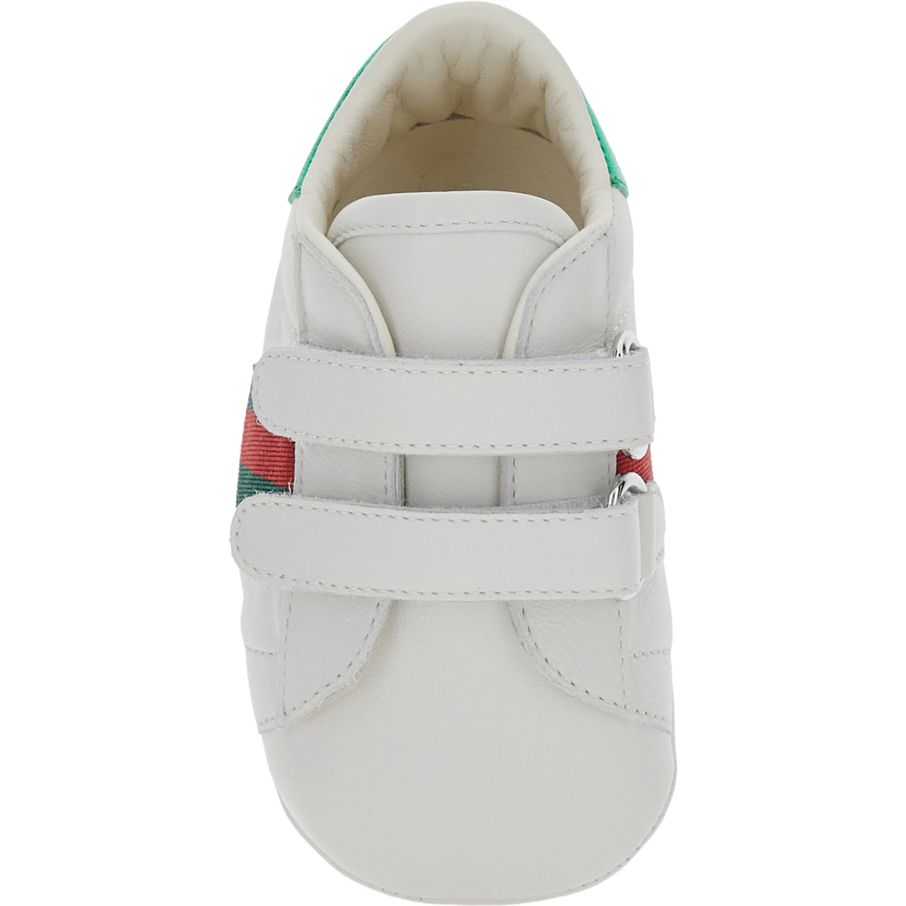 White Low top sneakers with Web detail on the side and contrasting heel in leather baby