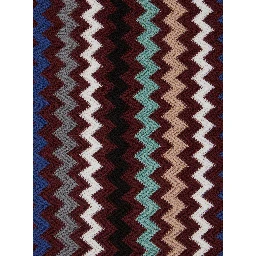 multicolor Scarf with Zig Zag motif all-over and fringed edge in wool and fabric blend for men