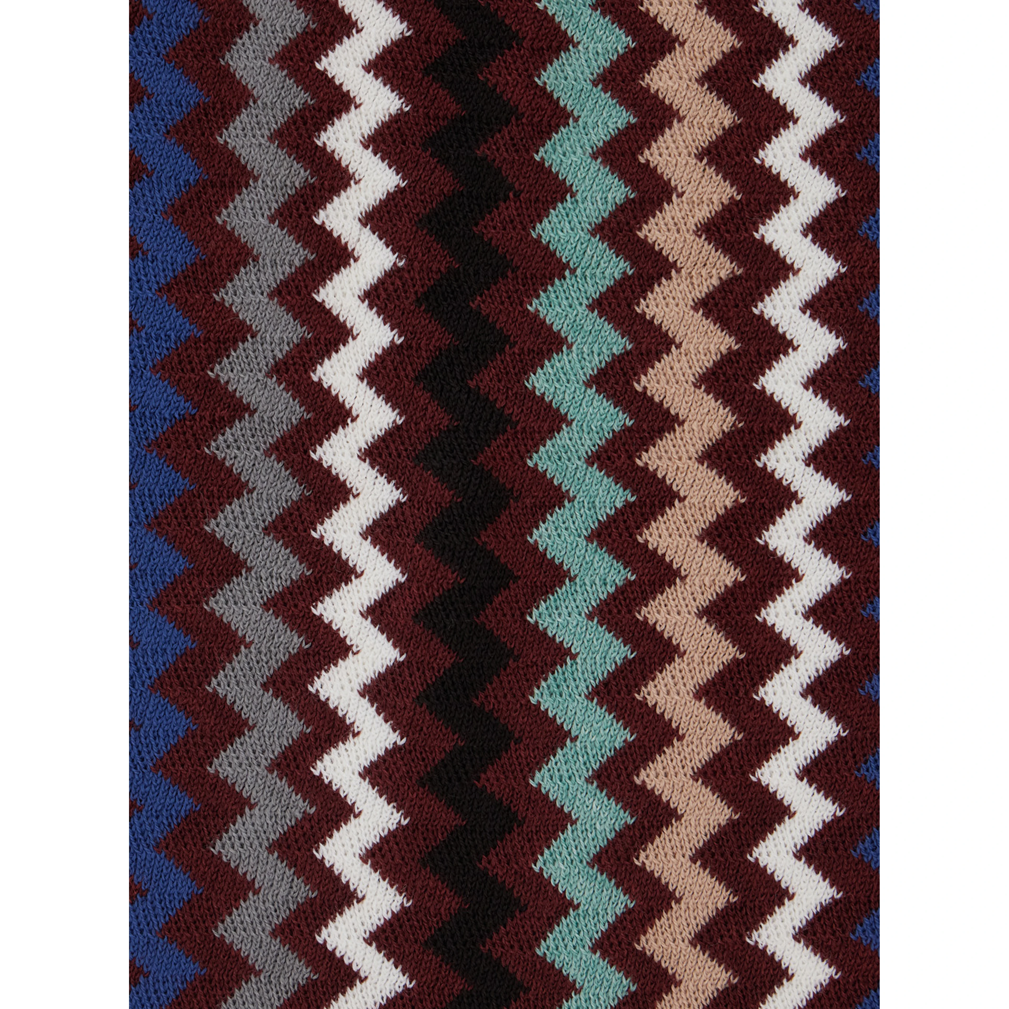 multicolor Scarf with Zig Zag motif all-over and fringed edge in wool and fabric blend for men