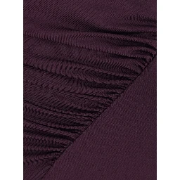 Bordeaux Long Dress with Cap Sleeves and Elastic Waist in Tech Fabric Stretch for Women