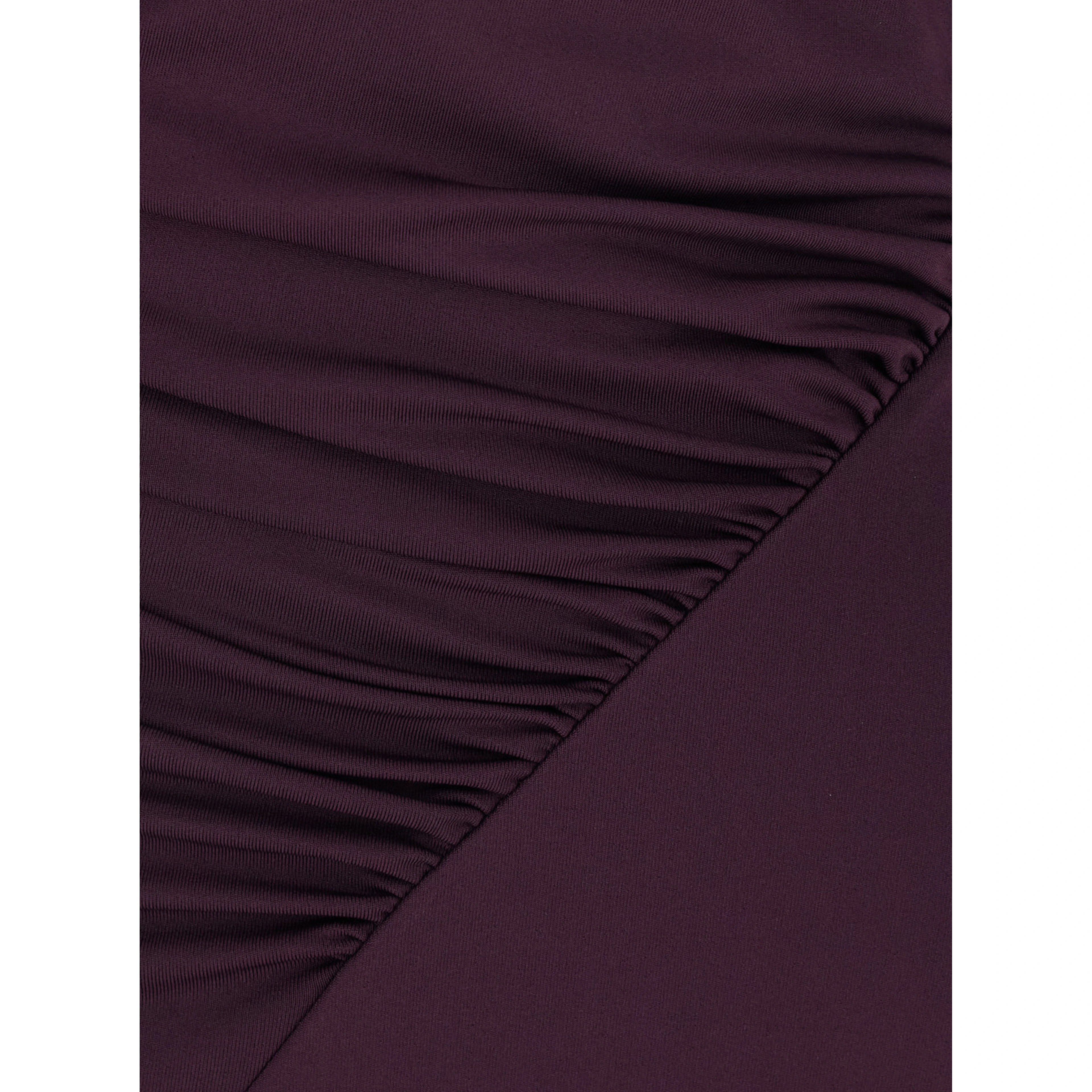 Bordeaux Long Dress with Cap Sleeves and Elastic Waist in Tech Fabric Stretch for Women