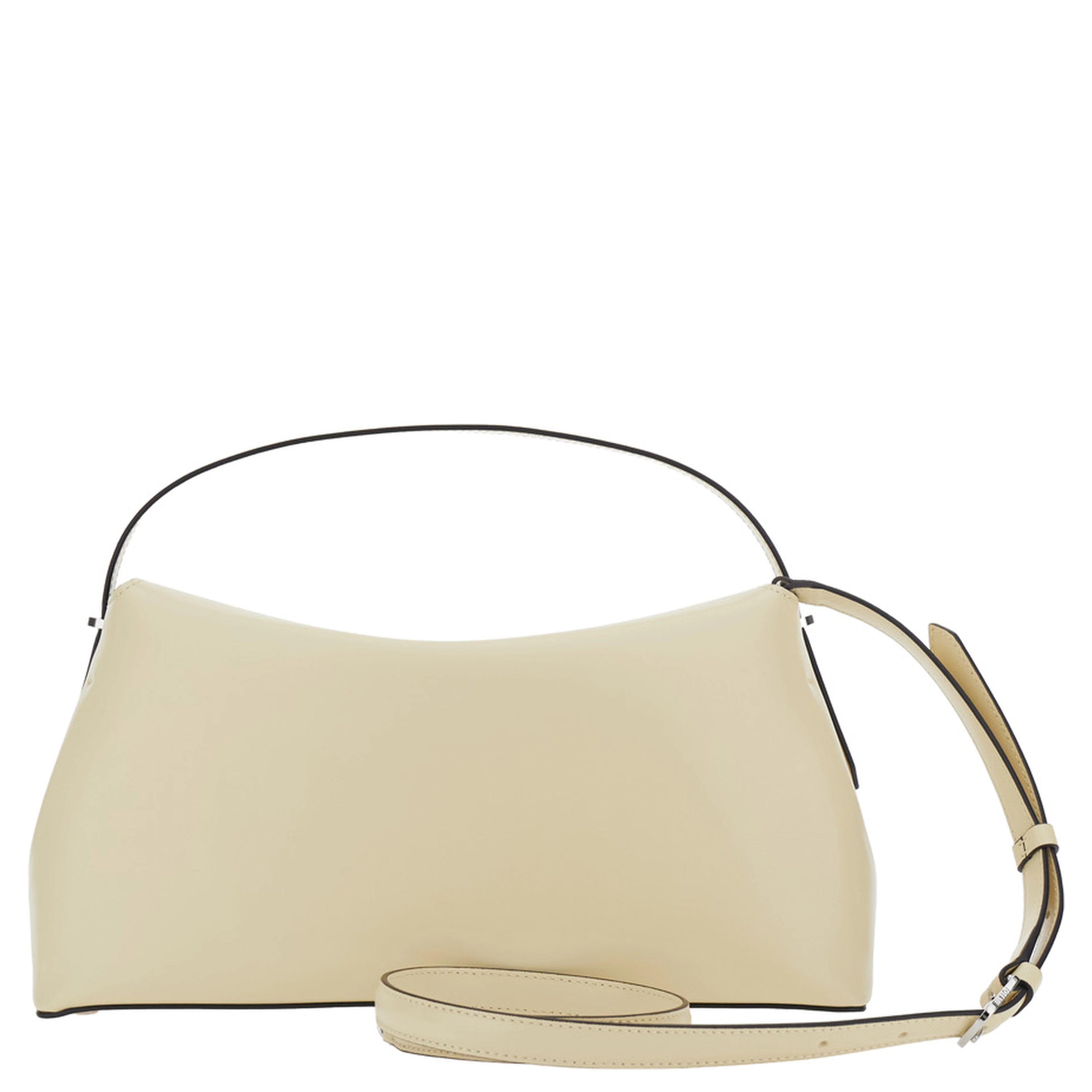 T-Lock beige Shoulder bag with T closure in leather for women